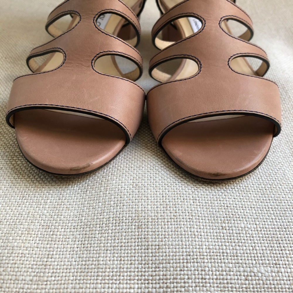 Jimmy Choo Sandals Caged Leather Ren Block Nude 6 - Picture 8 of 8